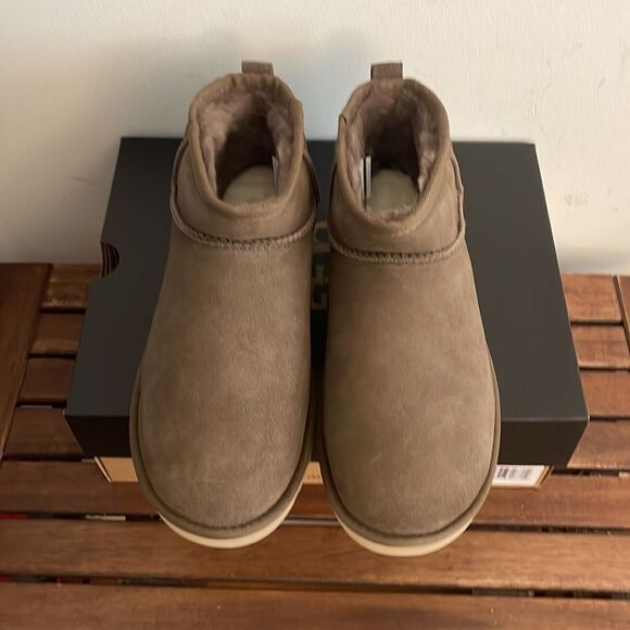 UGG Classic Ultra Mini Booties Hickory Men Size 8 Women Size 9 - Picture 4 of 12